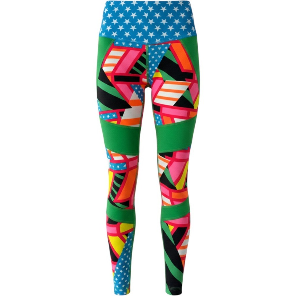 Zumba Wear Leggings Womens XS Multicolor Good Star Geometric Zip Activewear